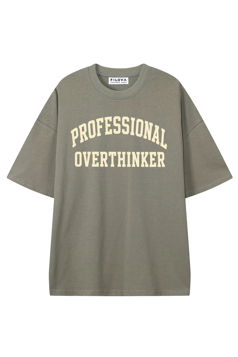 Professional Overthinker Dark Gray graphic T-shirt, front view