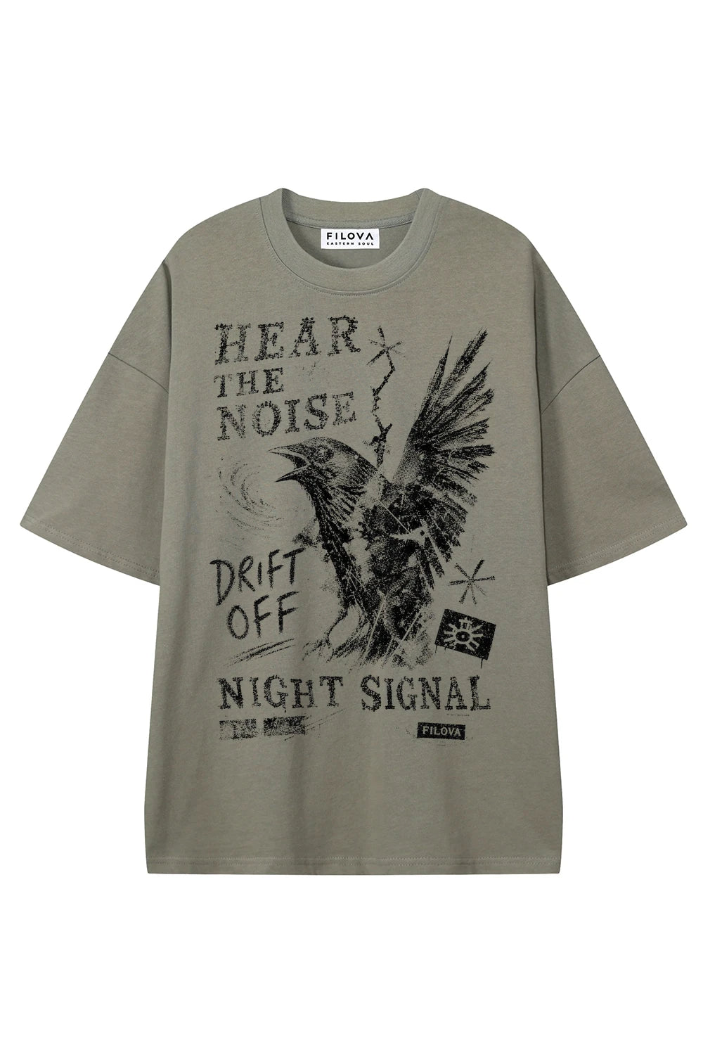 Hear The Noise Dark Gray graphic T-shirt, front view