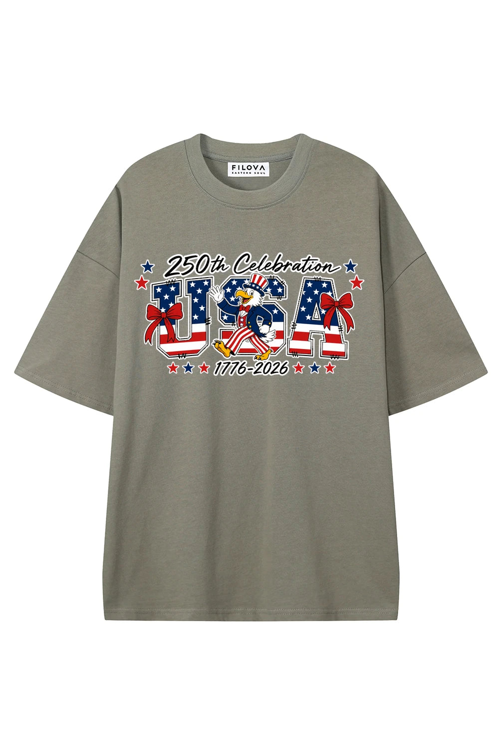Patriot Parade USA Dark Gray graphic T-shirt, front view