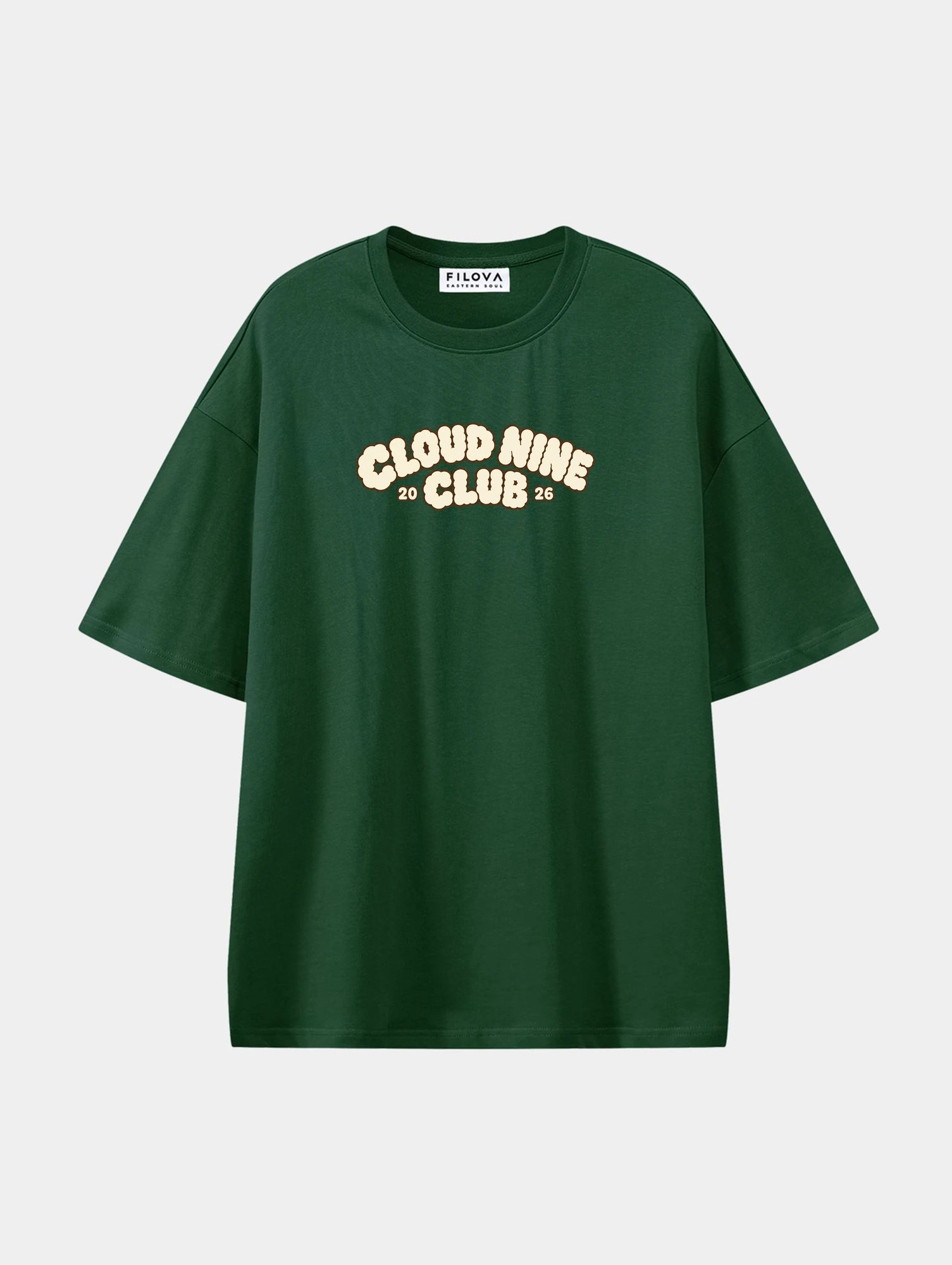 Cloud Nine Club Dark Green graphic T-shirt, front view