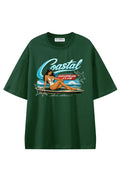 Coastal Daydream Dark Green graphic T-shirt, front view