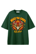 Wake The Ember Dark Green graphic T-shirt, front view