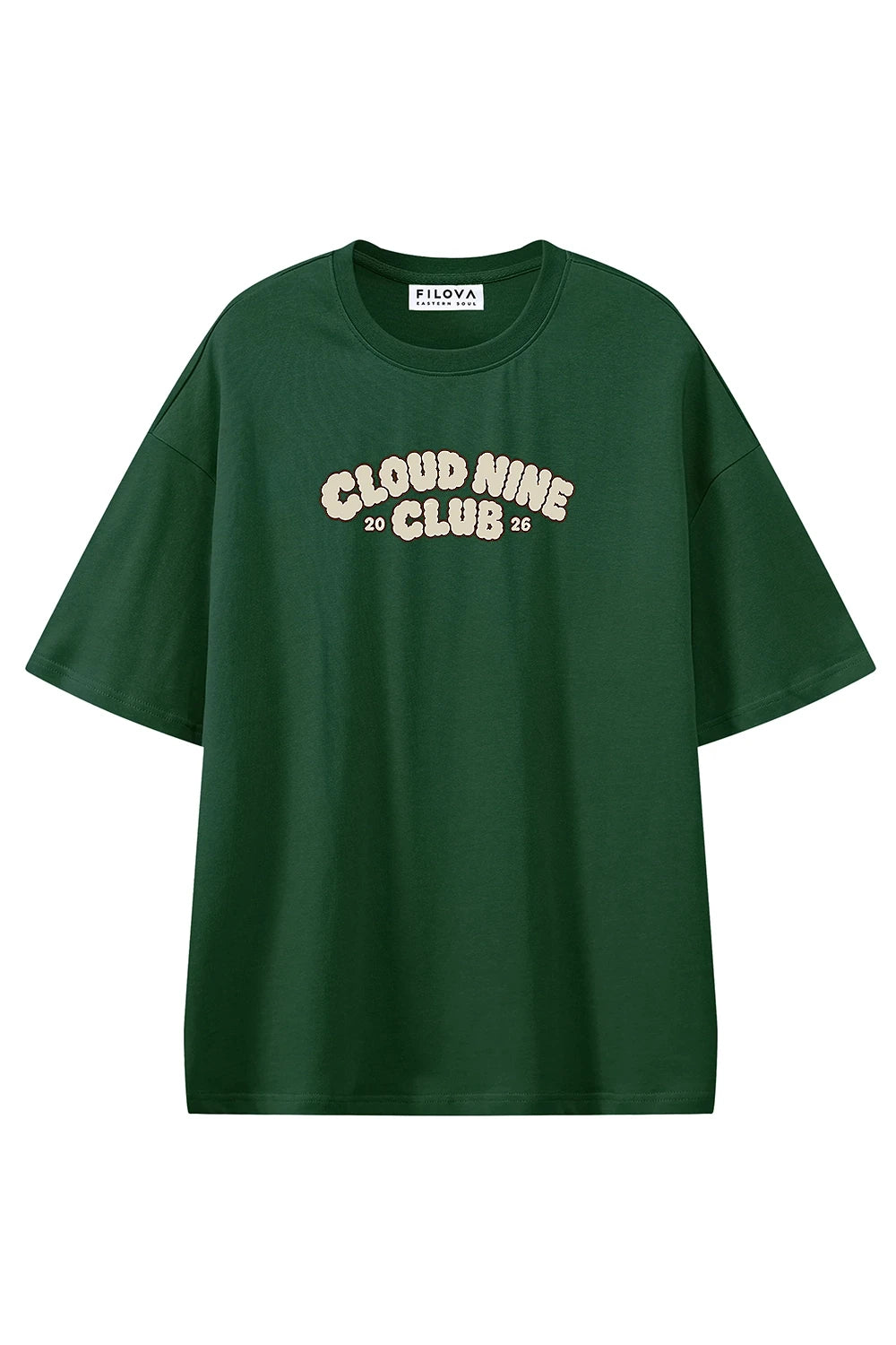 Cloud Nine Club Dark Green graphic T-shirt, front view