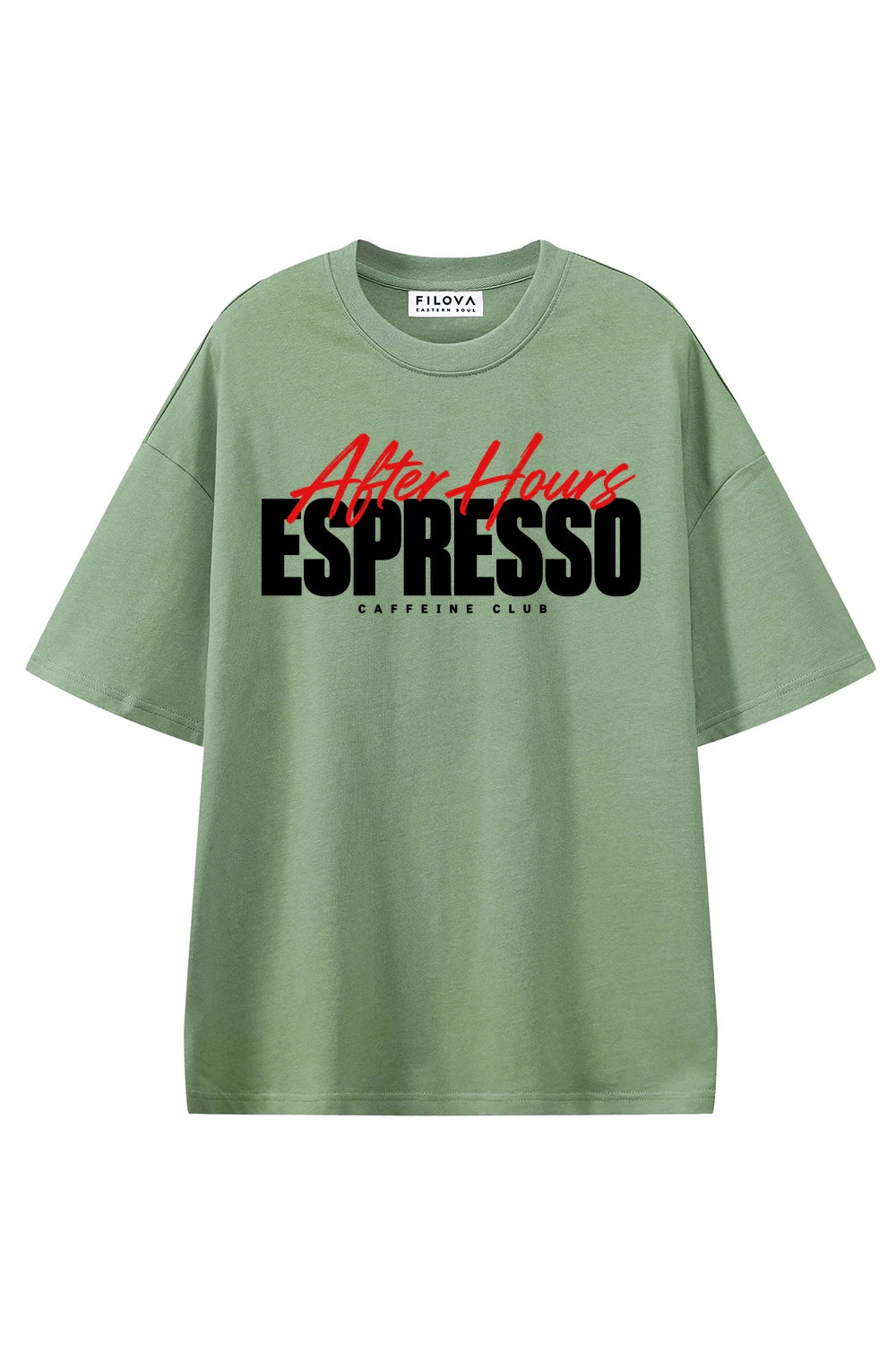 Espresso After Hours Light Green graphic T-shirt, front view