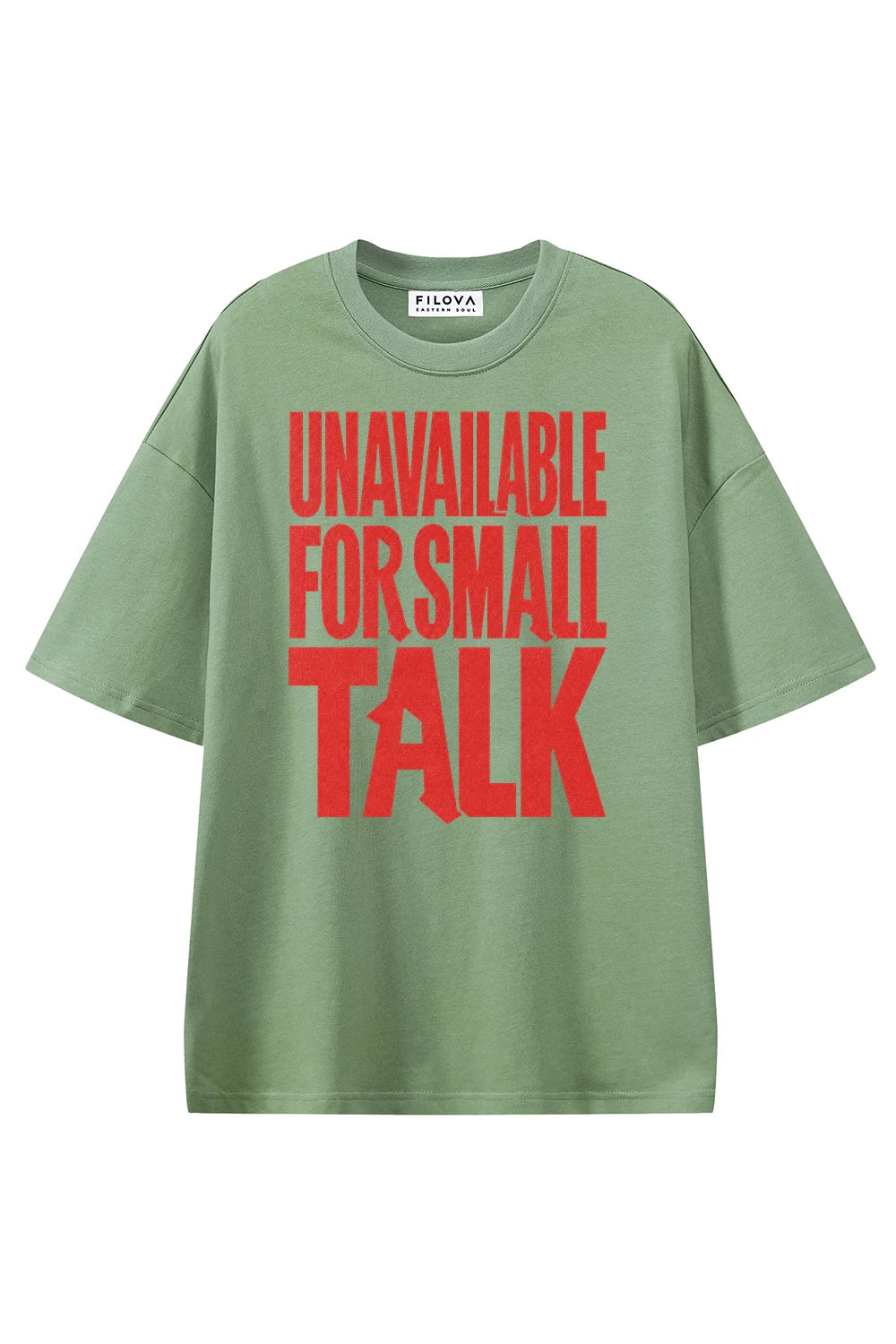 Unavailable For Small Talk Light Green graphic T-shirt, front view