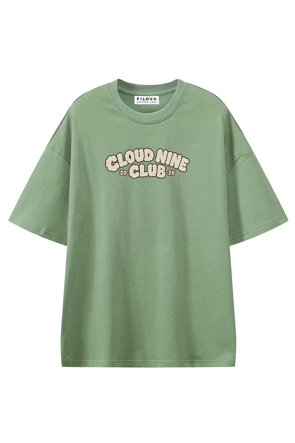 Cloud Nine Club Light Green graphic T-shirt, front view