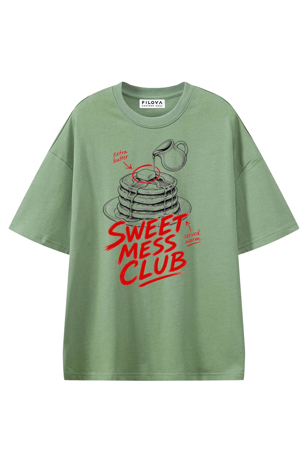 Sweet Mess Club Light Green graphic T-shirt, front view