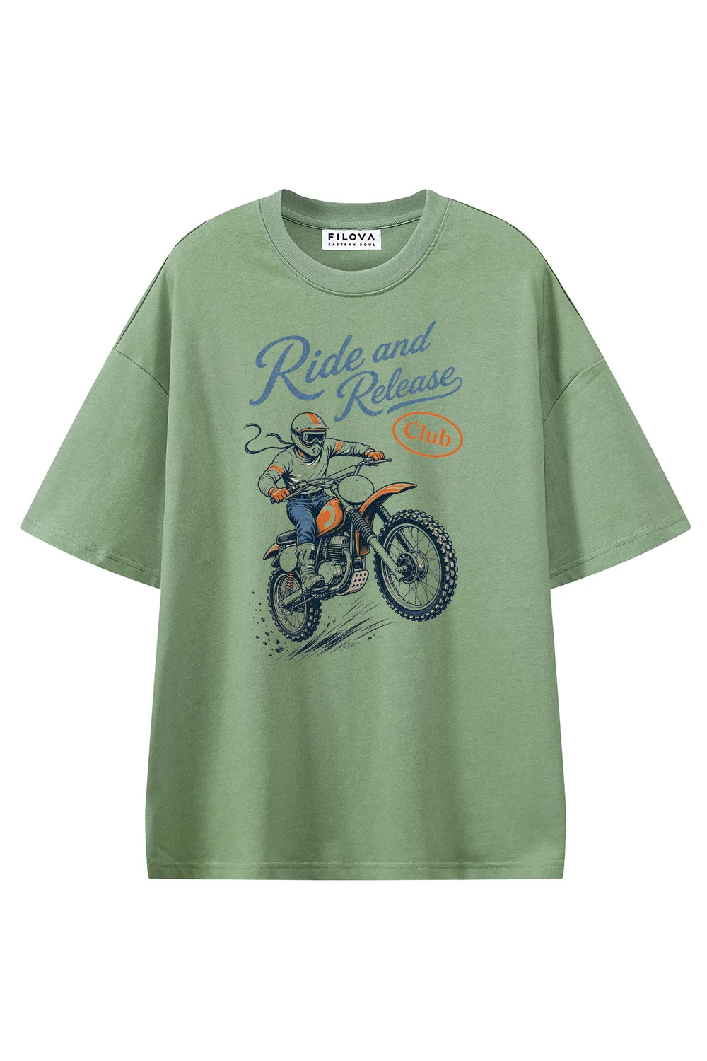 Ride And Release Club Light Green graphic T-shirt, front view