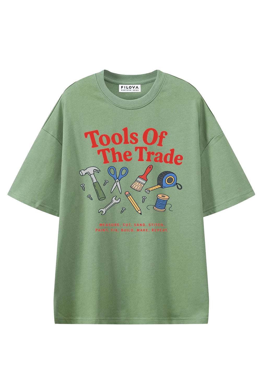 Tools Of The Trade Light Green graphic T-shirt, front view