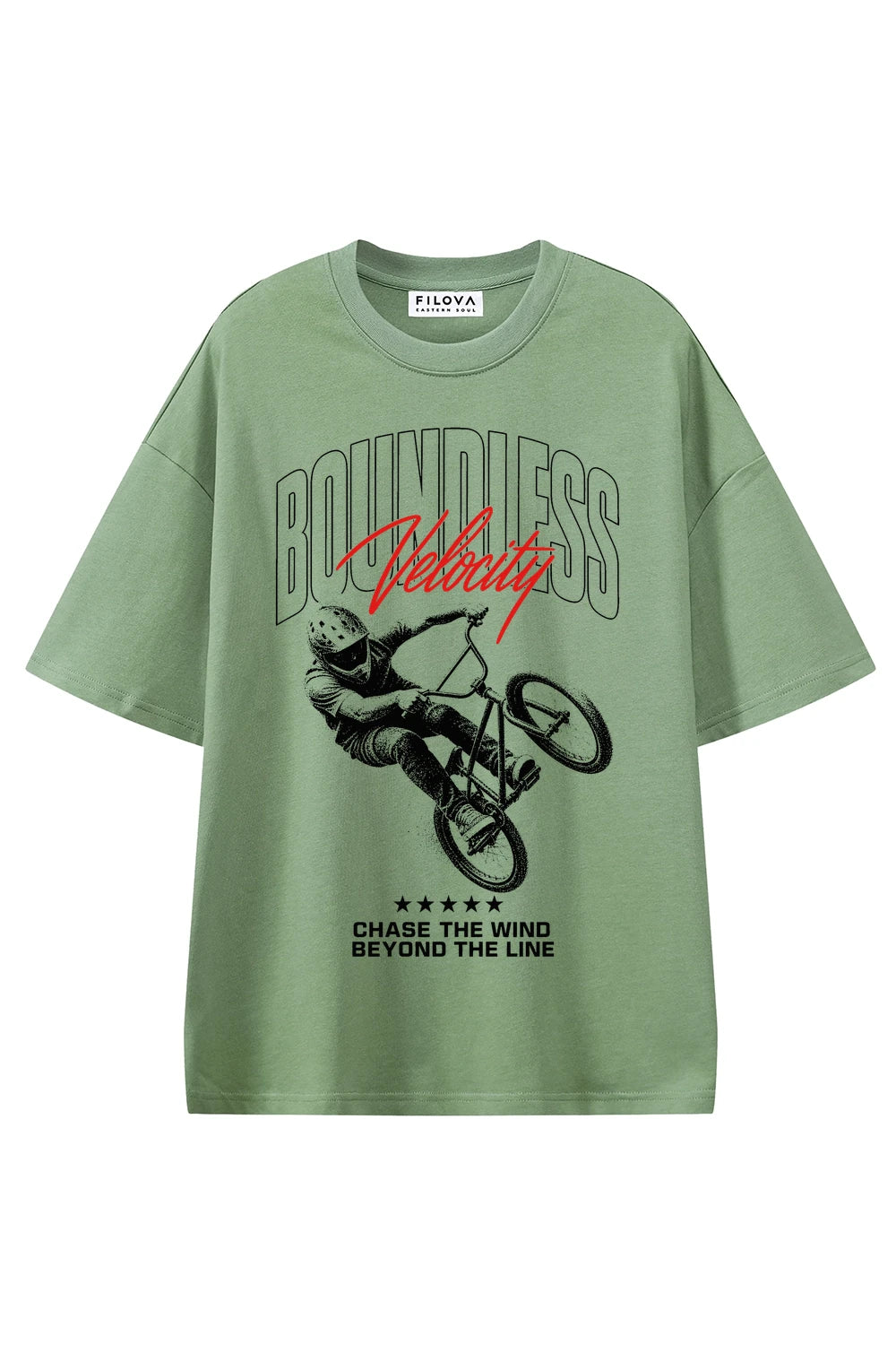 Boundless Velocity Light Green graphic T-shirt, front view
