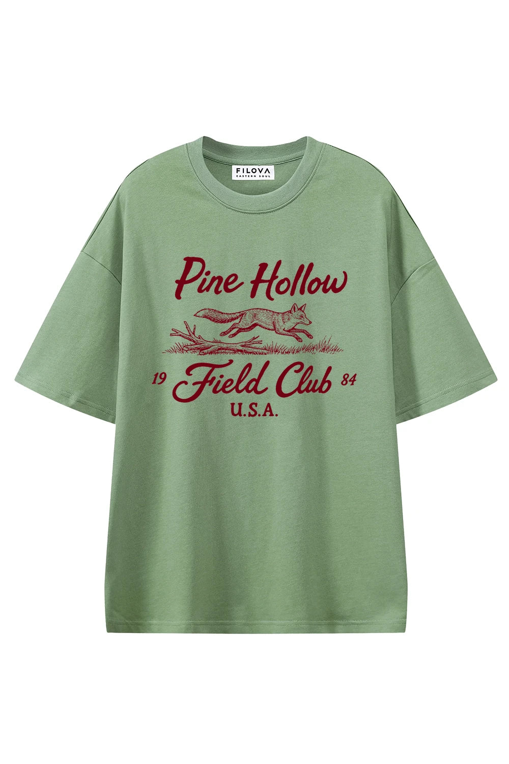 Pine Hollow Field Club Light Green graphic T-shirt, front view