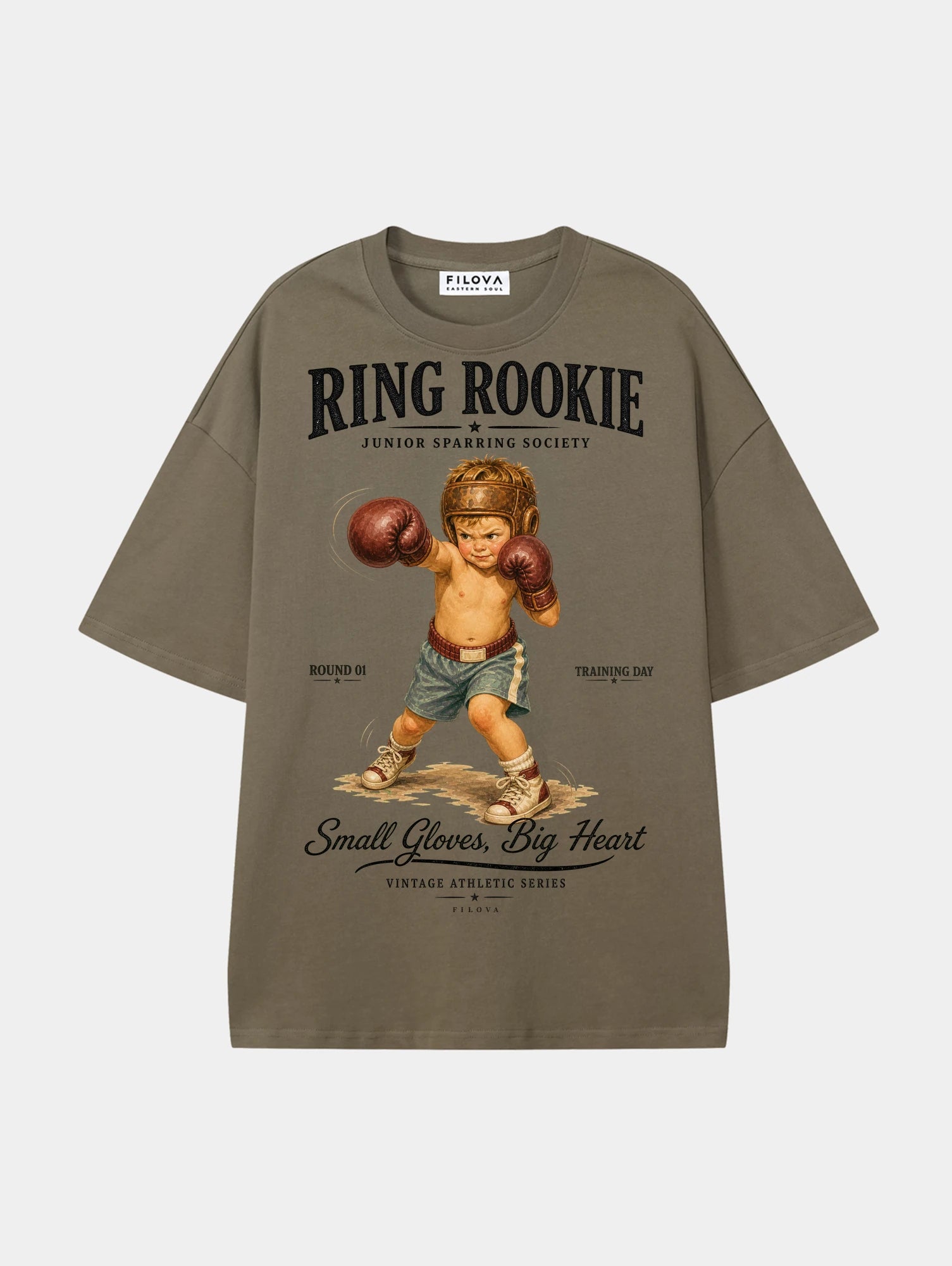 Ring Rookie Moss Green graphic T-shirt, front view
