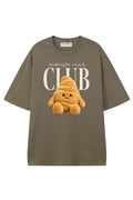 Midnight Snack Club Moss Green graphic T-shirt, front view