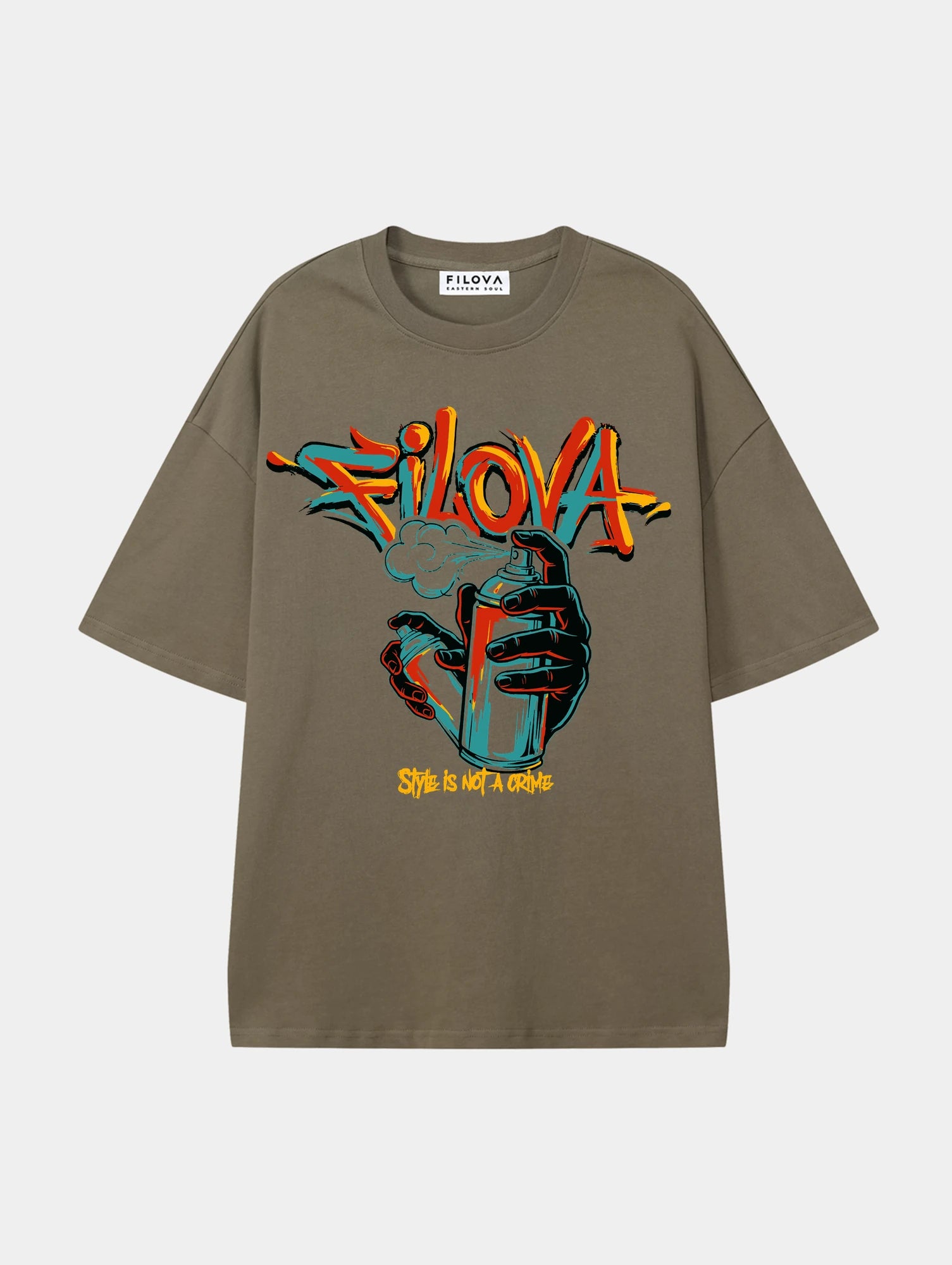 Style Is Not A Crime Moss Green graphic T-shirt, front view
