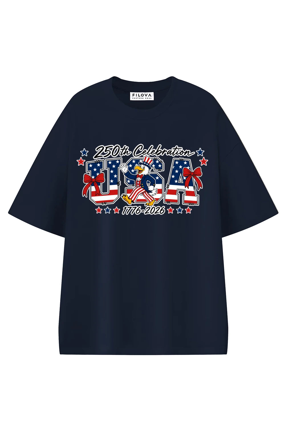 Patriot Parade USA Navy Blue graphic T-shirt, front view