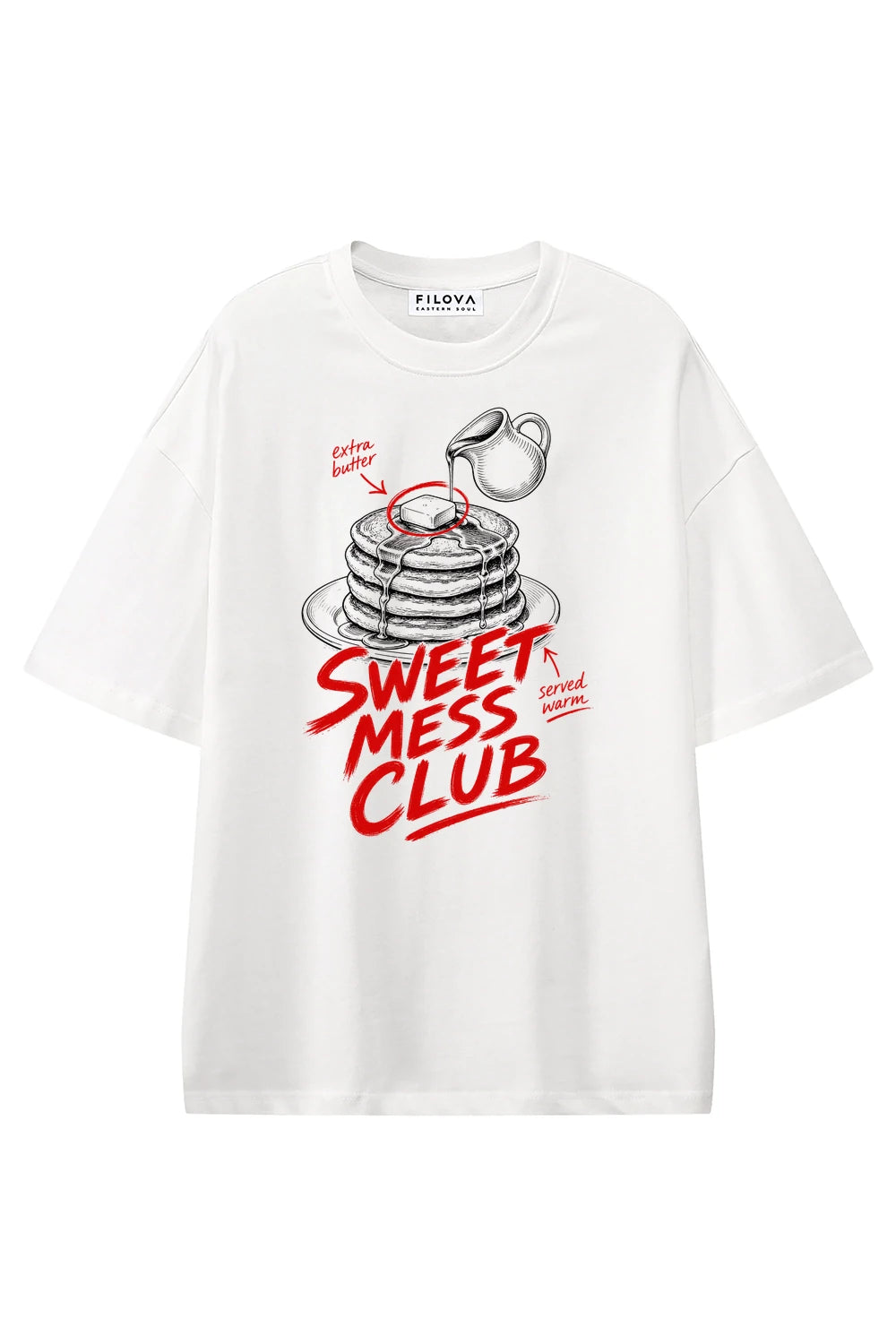 Sweet Mess Club White graphic T-shirt, front view