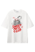Sweet Mess Club White graphic T-shirt, front view