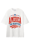 America The Beautiful White graphic T-shirt, front view