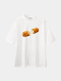 Fried Cheese White graphic T-shirt, front view