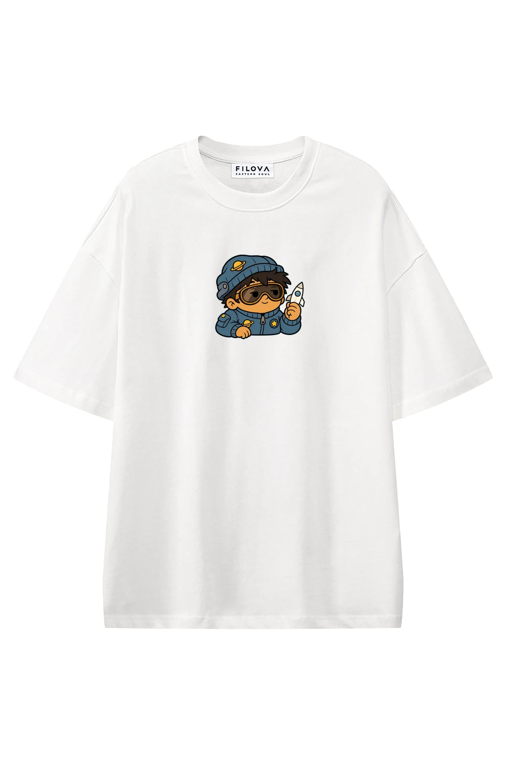 Pocket Orbit White graphic T-shirt, front view
