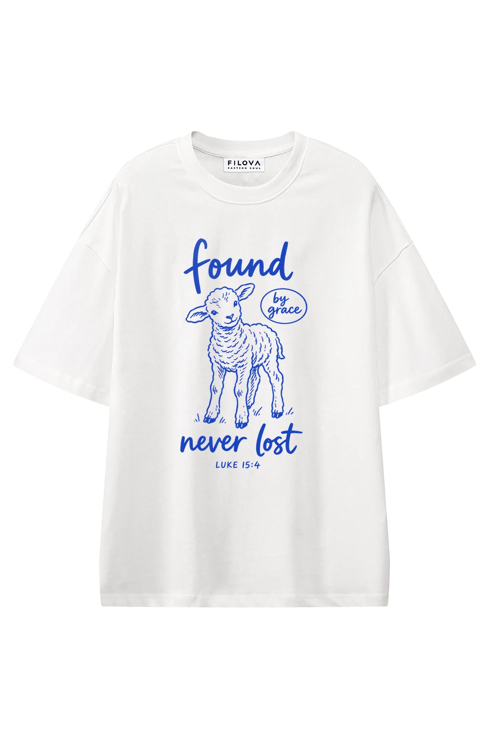 Found By Grace Lamb White graphic T-shirt, front view