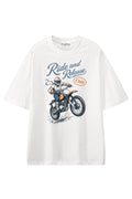 Ride And Release Club White graphic T-shirt, front view