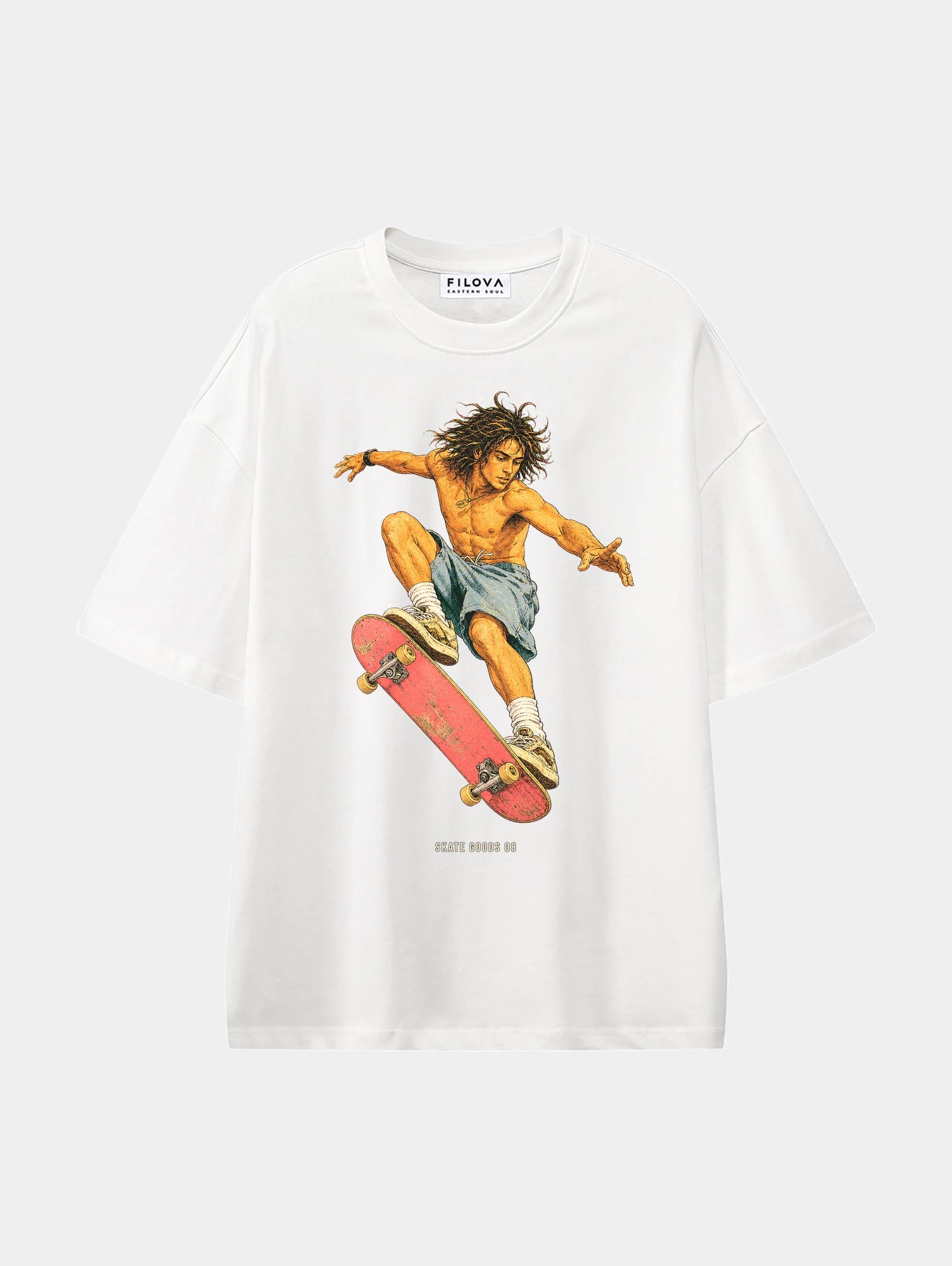 Skate Goods White graphic T-shirt, front view