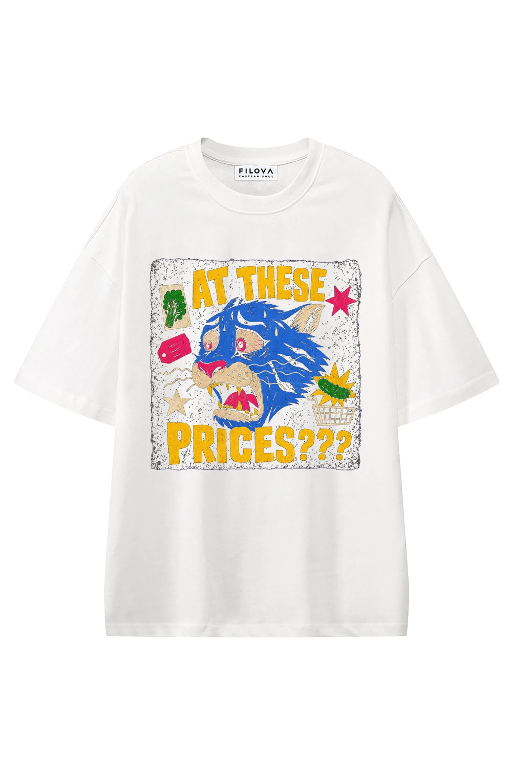 At These Prices White graphic T-shirt, front view