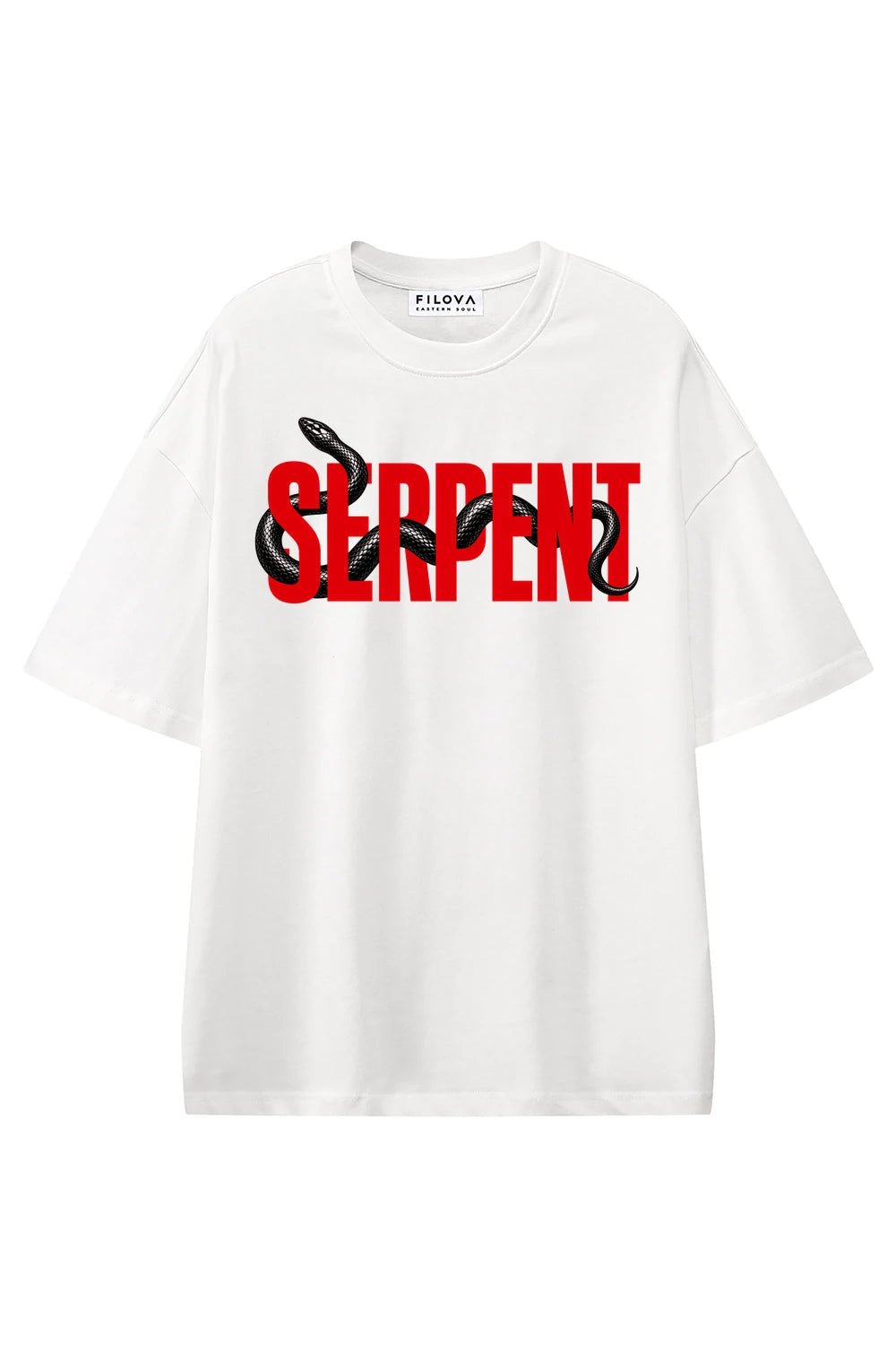 Serpent White graphic T-shirt, front view