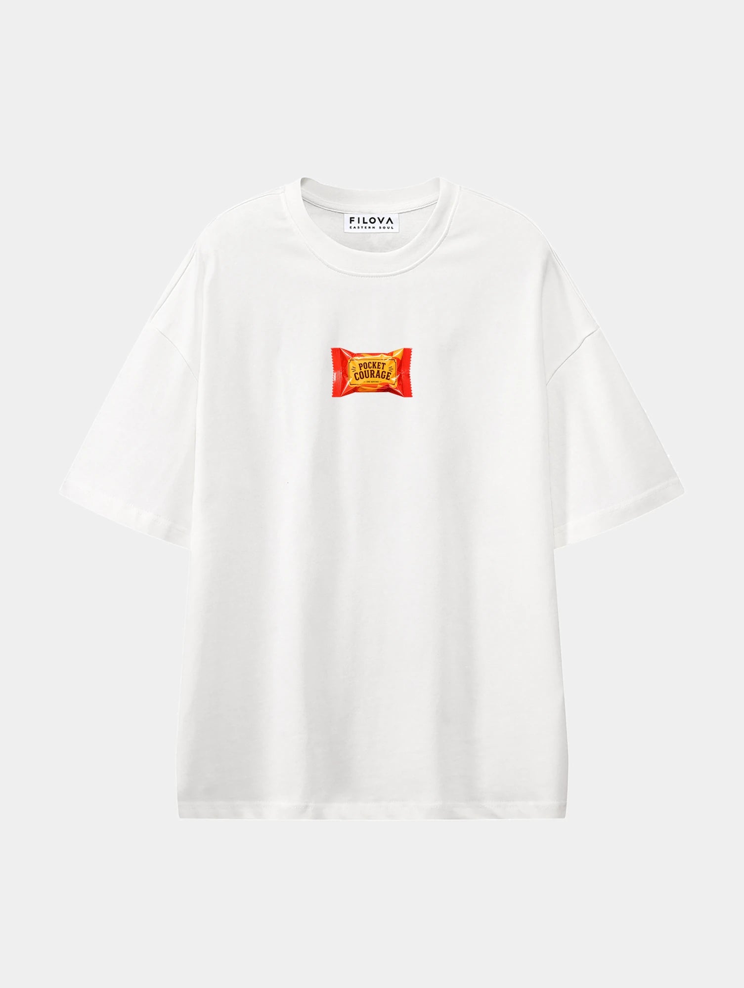 Pocket Courage White graphic T-shirt, front view