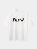 Filova Brush Splatter White graphic T-shirt, front view