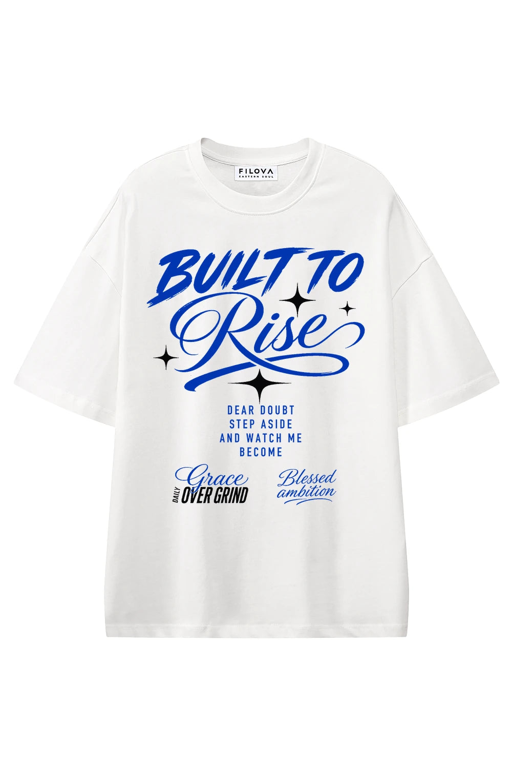 Built To Rise White graphic T-shirt, front view