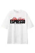 Espresso After Hours White graphic T-shirt, front view