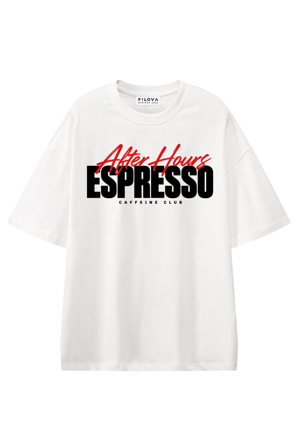 Espresso After Hours White graphic T-shirt, front view