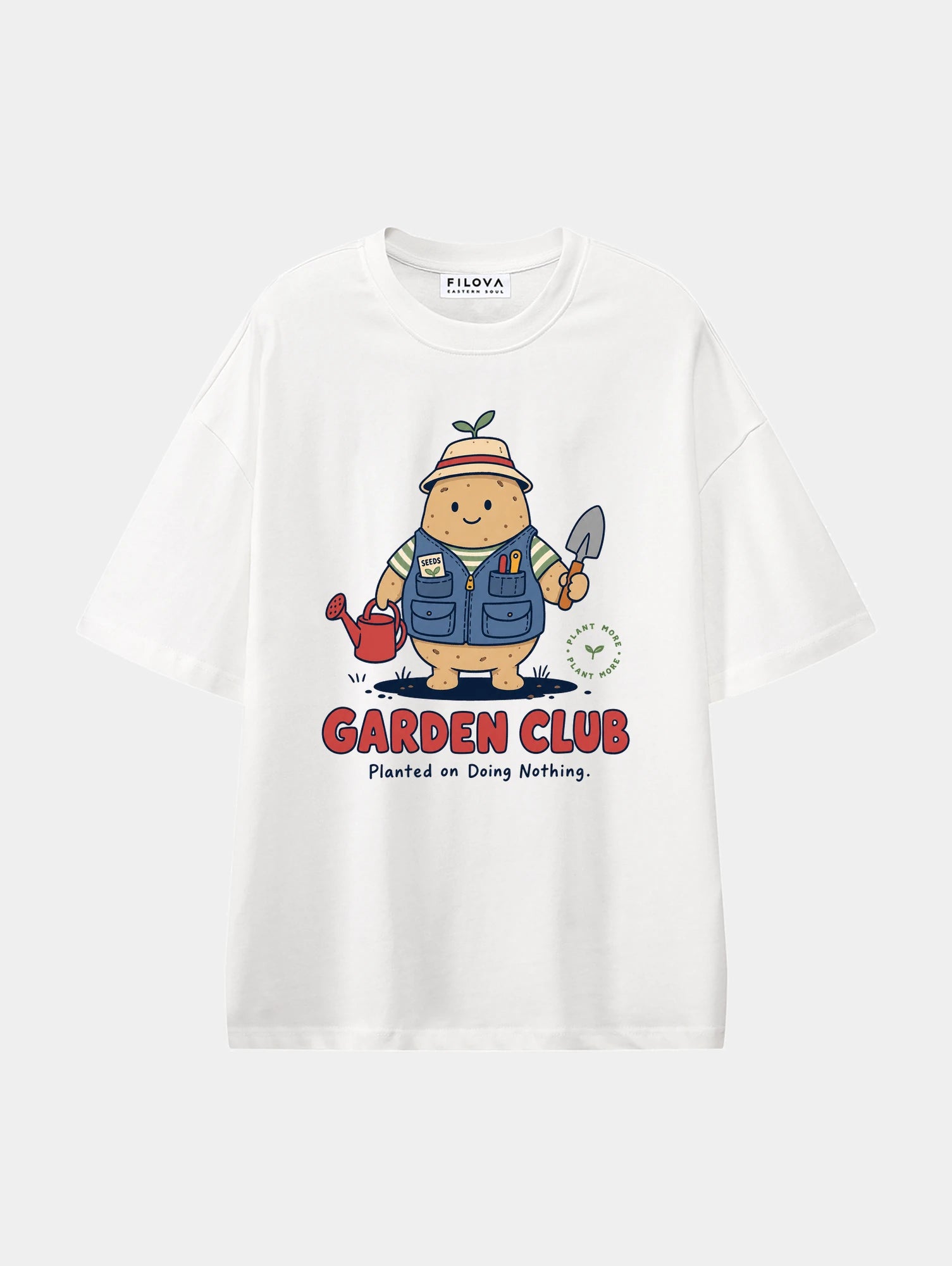 Garden Club White graphic T-shirt, front view