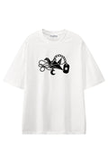 Lucky Crane Charm White graphic T-shirt, front view