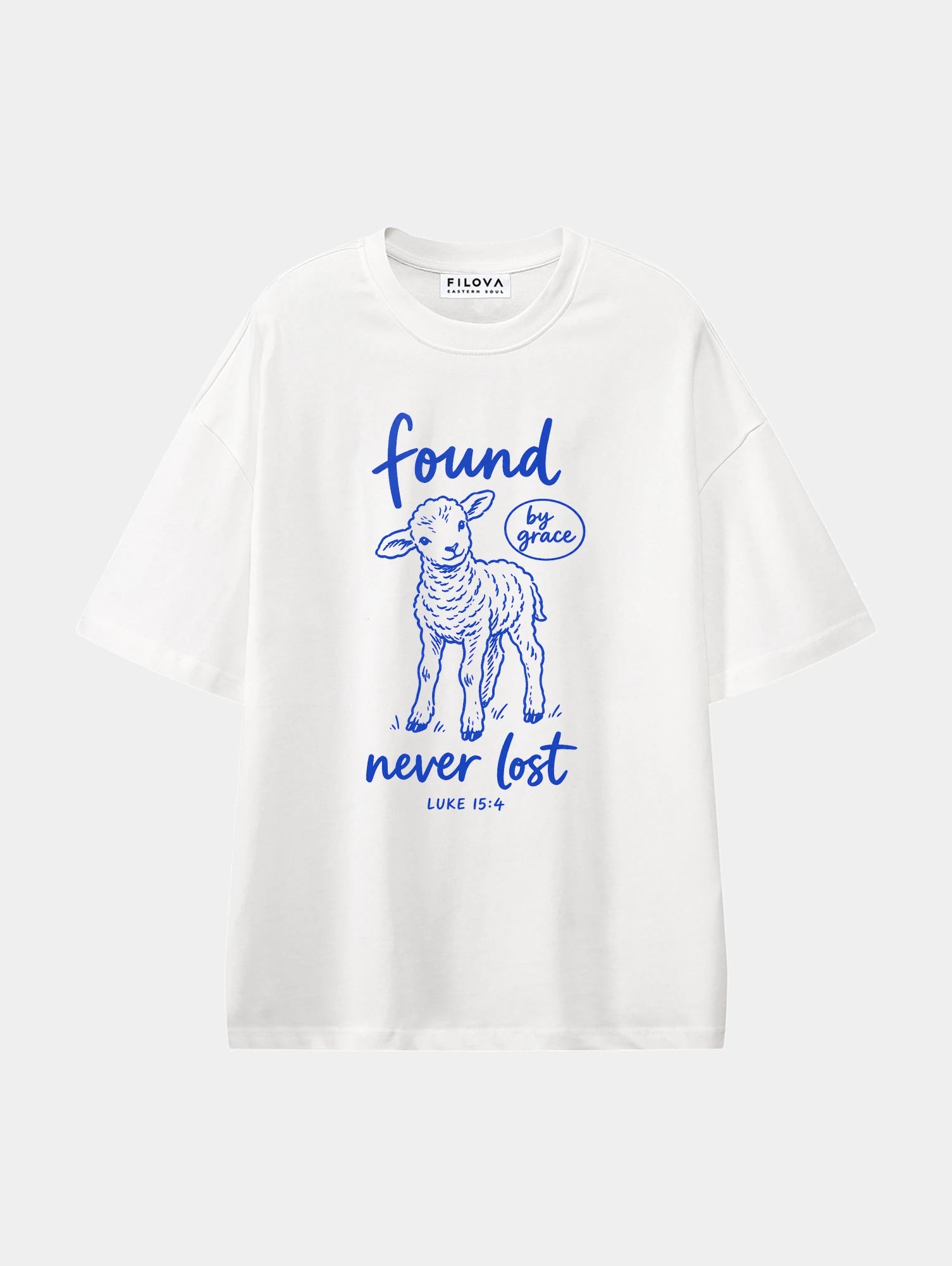 Found By Grace Lamb White graphic T-shirt, front view