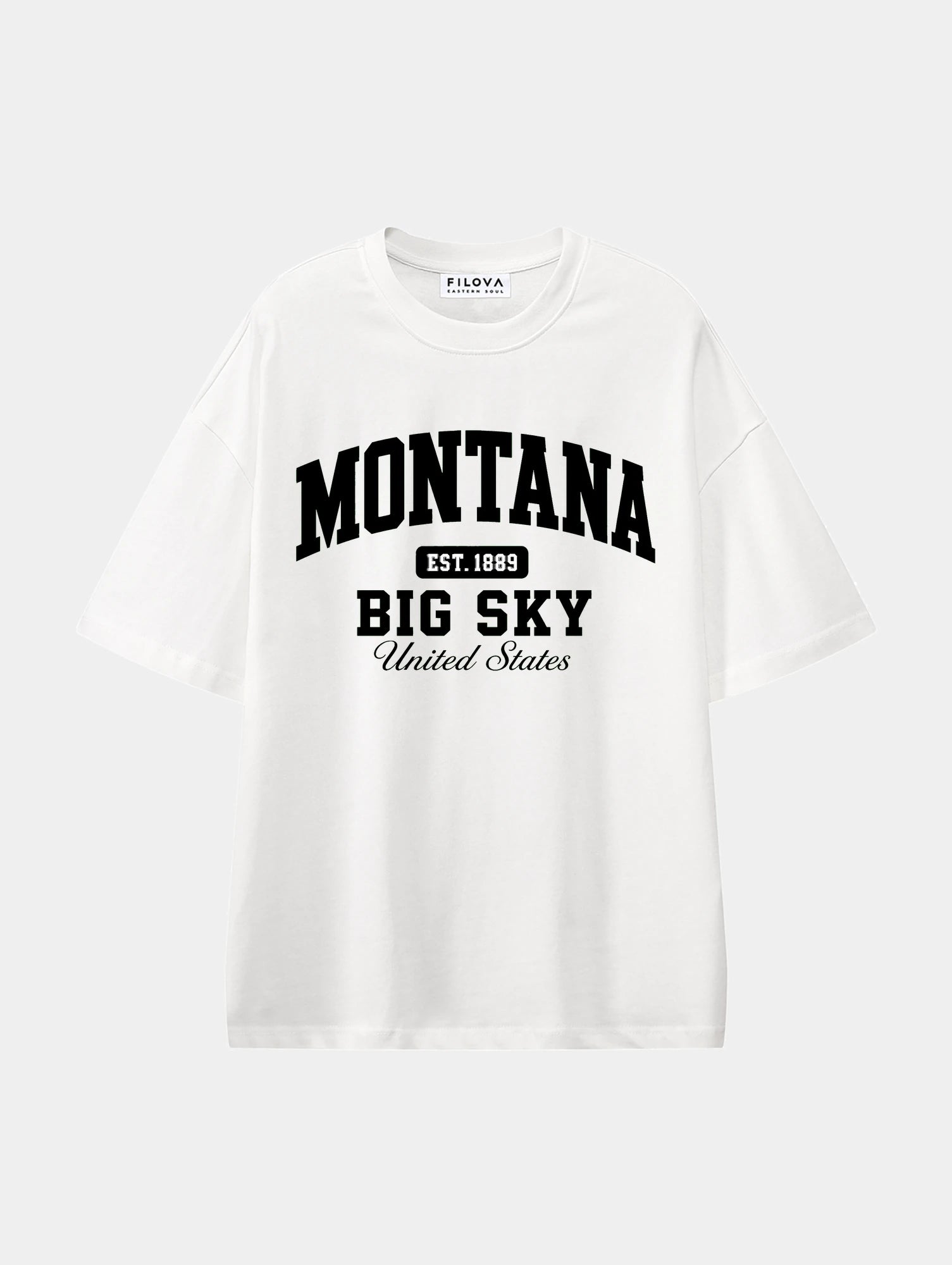 Montana Big Sky White graphic T-shirt, front view