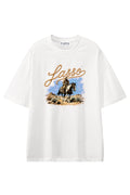 Lasso Run Rider White graphic T-shirt, front view