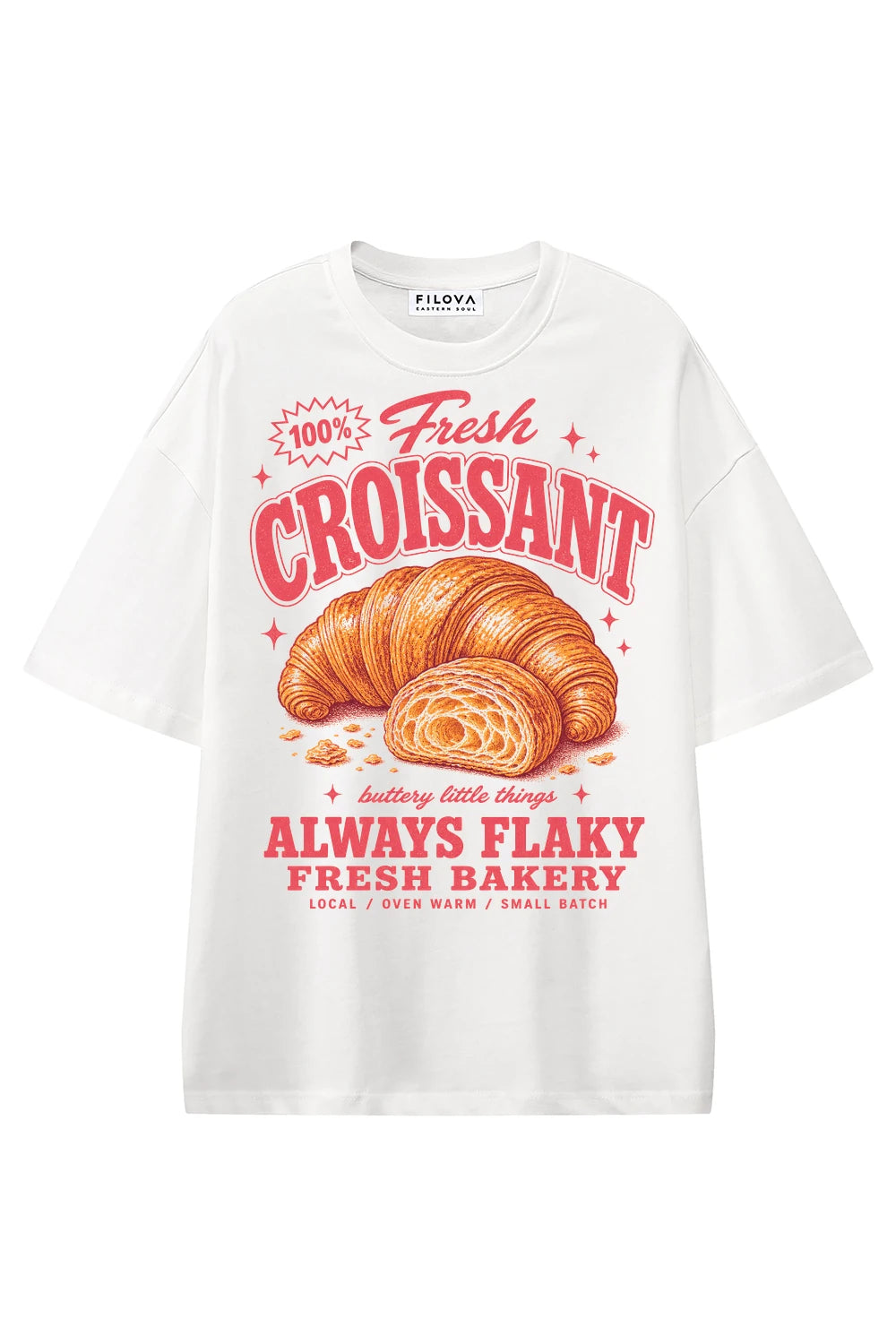 Fresh Croissant White graphic T-shirt, front view