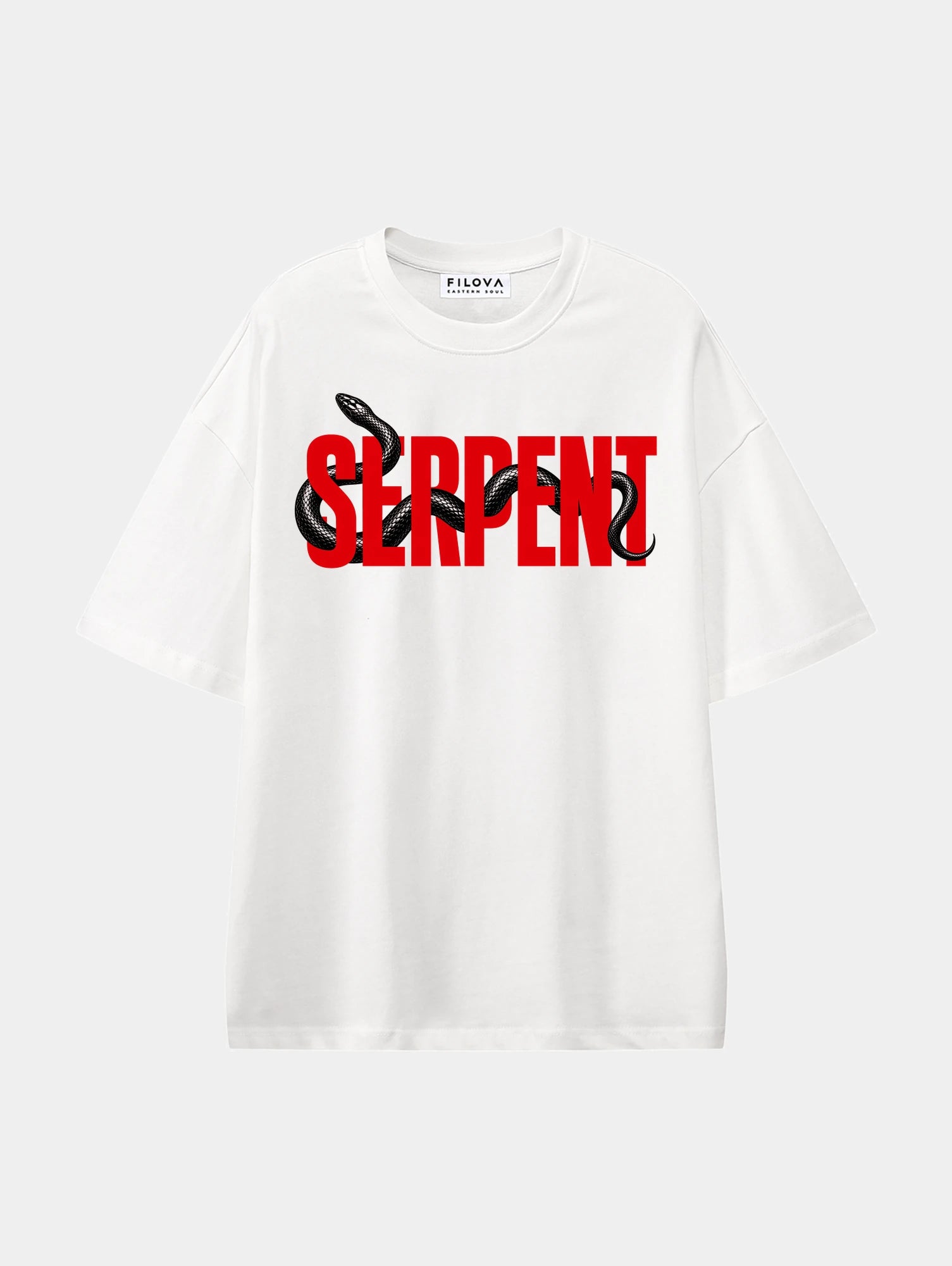Serpent White graphic T-shirt, front view