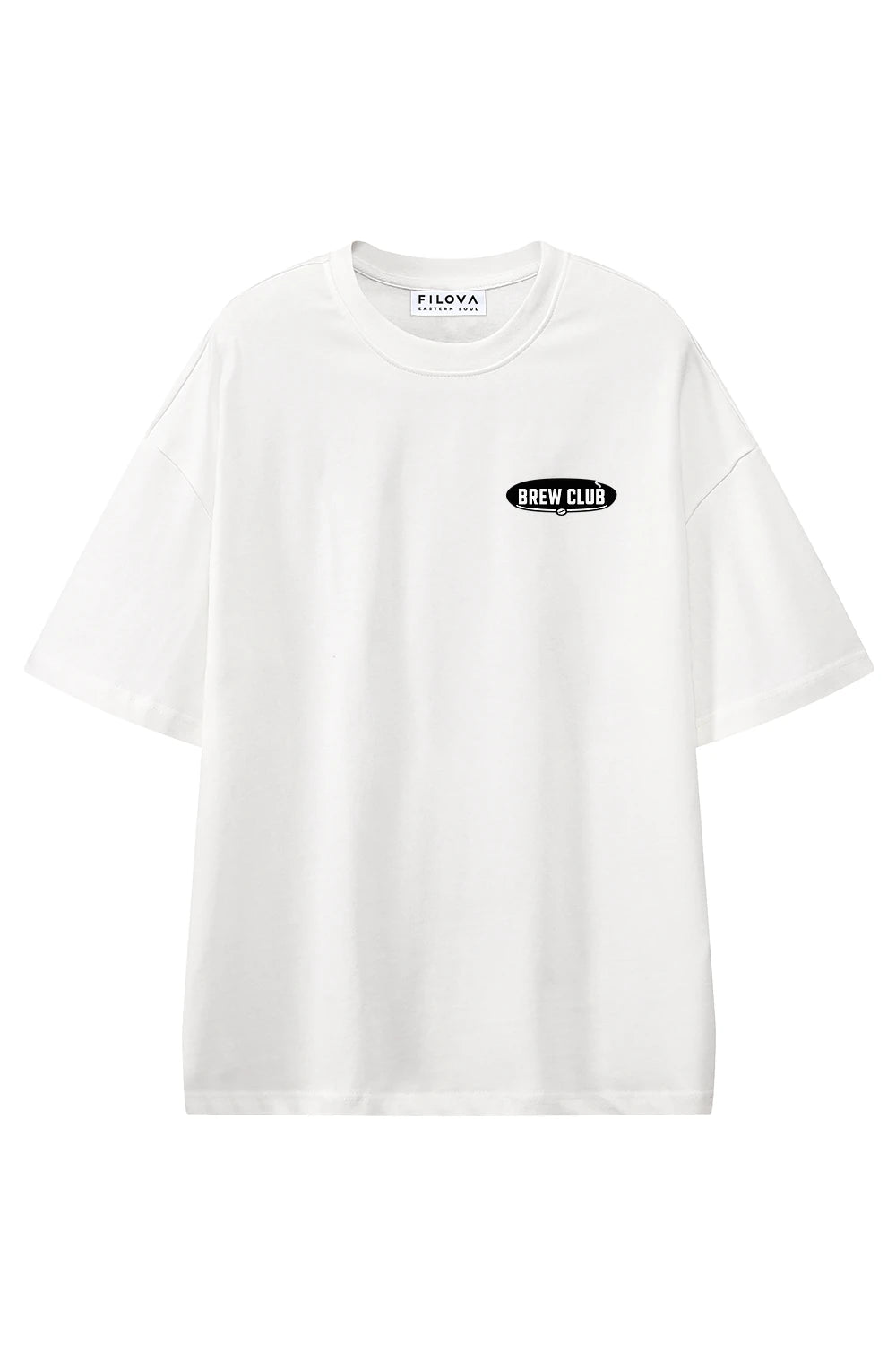 Night Shift Brew Club White graphic T-shirt, front view