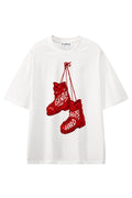 Gentle Hits Hard White graphic T-shirt, front view