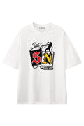 Static Signal White graphic T-shirt, front view