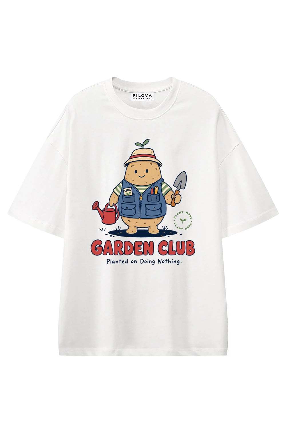 Garden Club White graphic T-shirt, front view