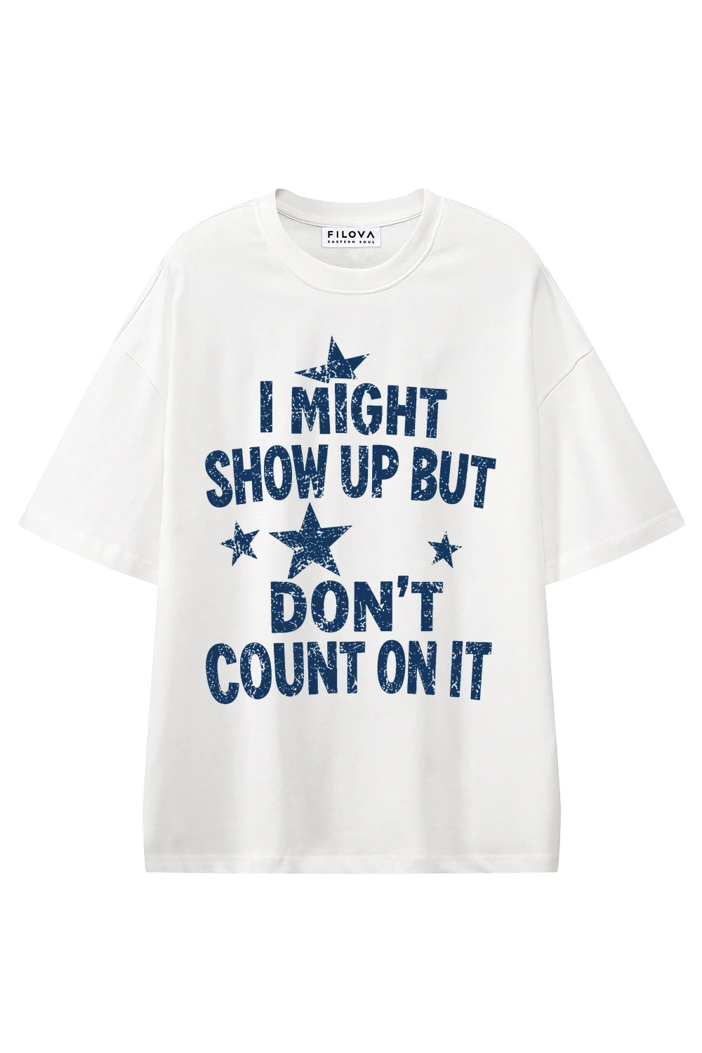 Don't Count On It White graphic T-shirt, front view