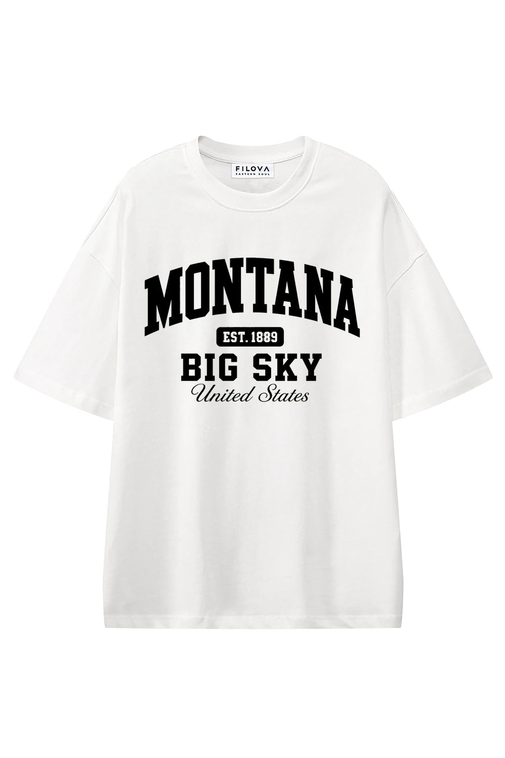 Montana Big Sky White graphic T-shirt, front view