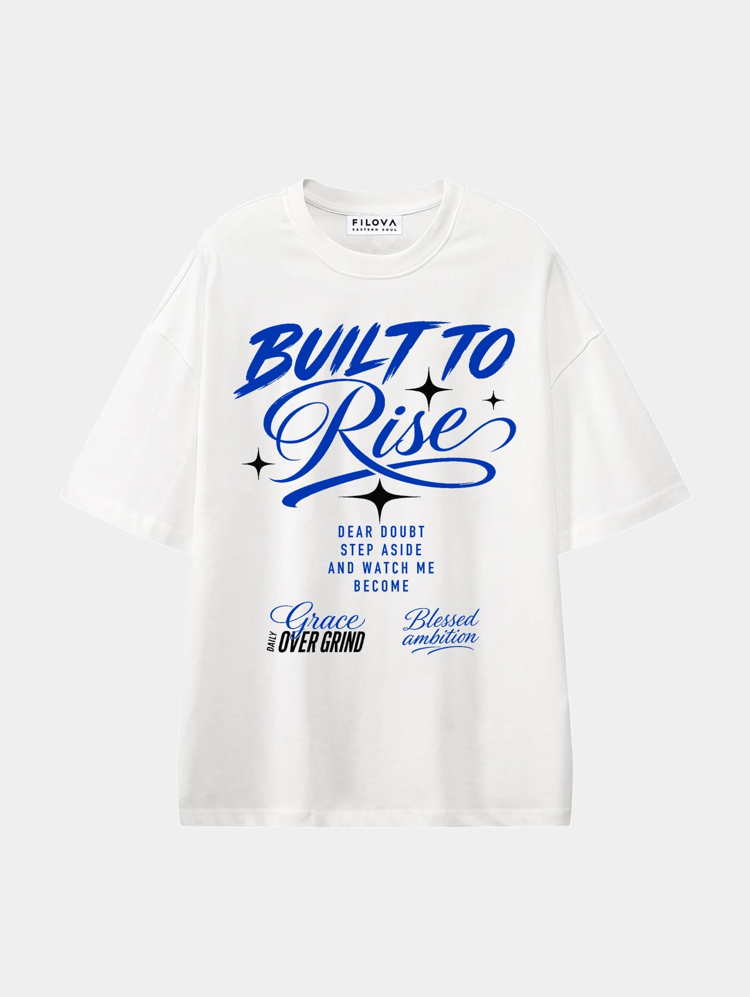 Built To Rise White graphic T-shirt, front view