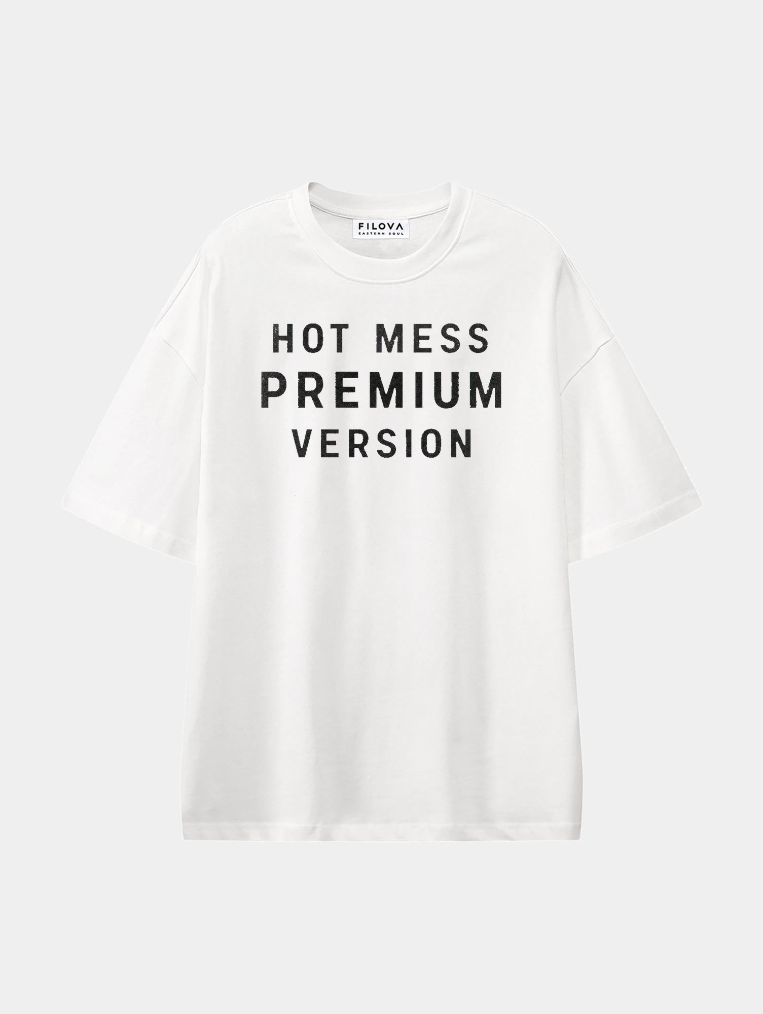 Hot Mess Premium Version White graphic T-shirt, front view