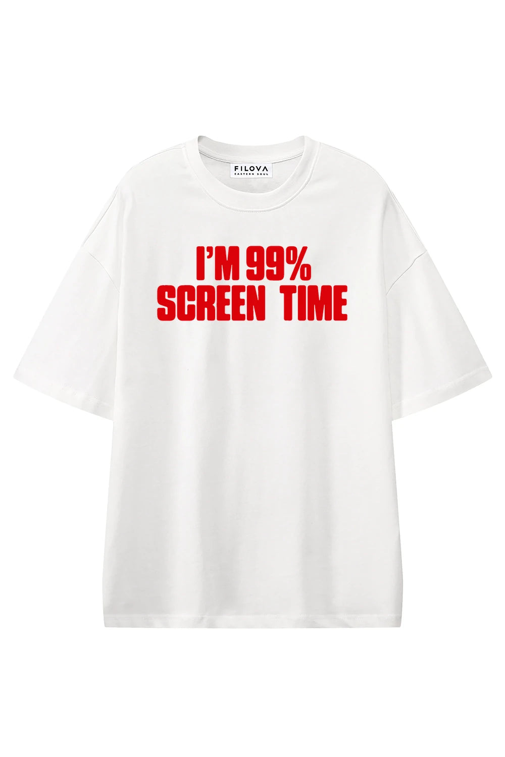 Im 99% Screen Time White graphic T-shirt, front view